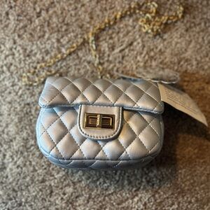 Chic Silver Quilted Mini Bag Popatu